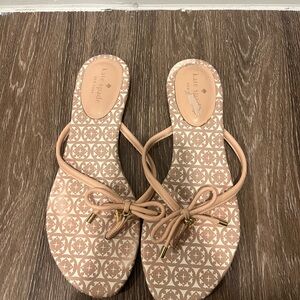 Kate Spade Beige Patterned Sandals with Bow